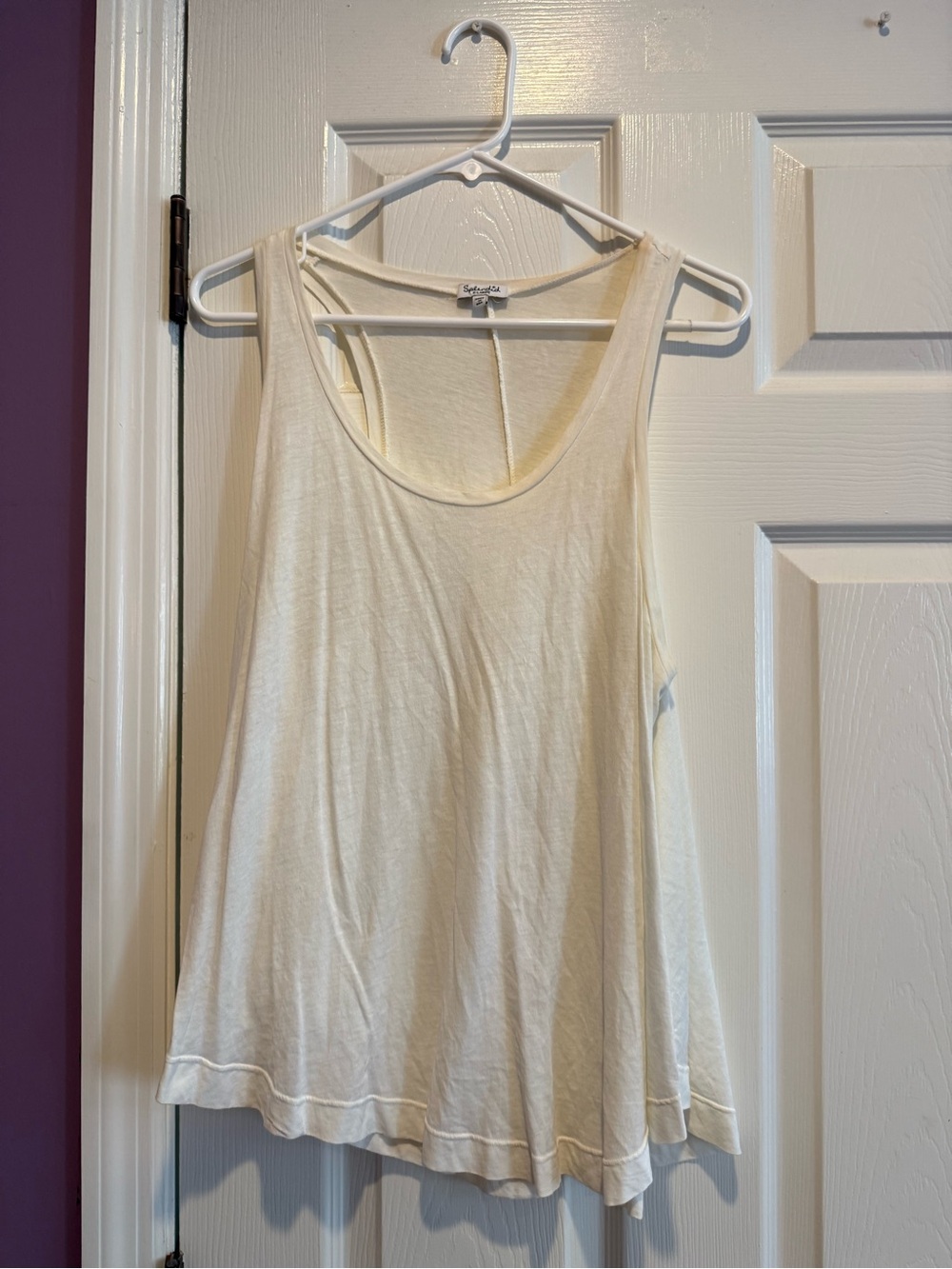 Splendid Cream Scoop Neck Tank with Flowing Hem